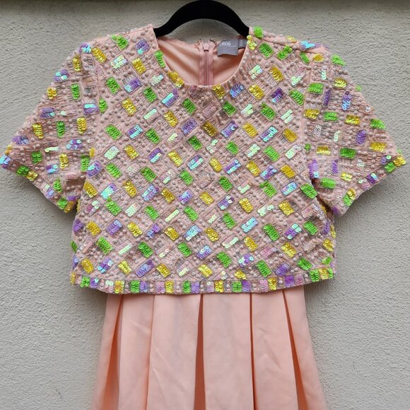 ASOS Chiffon Caped Sequin Bodice Mini Dress - Picture 4 of 7